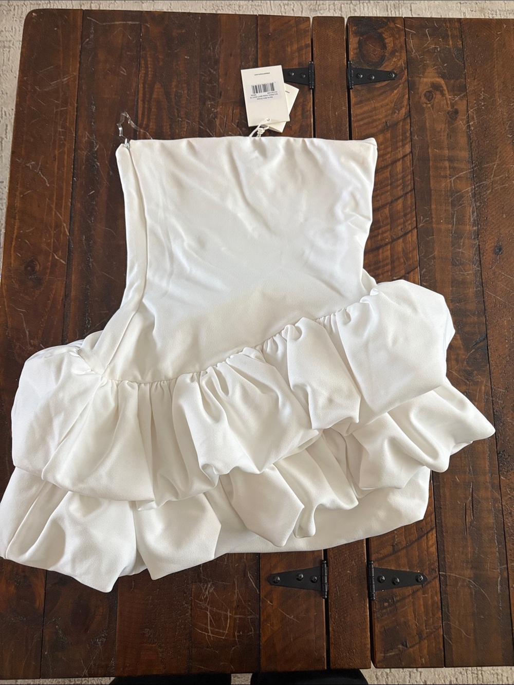 Peppermayo White Marie Mini Dress - Strapless Ruffle Silhouette